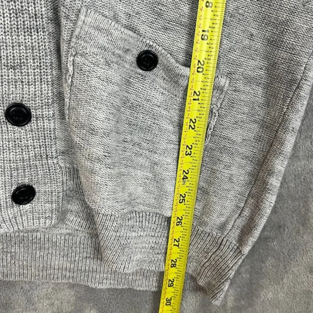J Crew Shawl Neck Cardigan Sweater Mens L Grey Cotton ClassicPreppy Academia